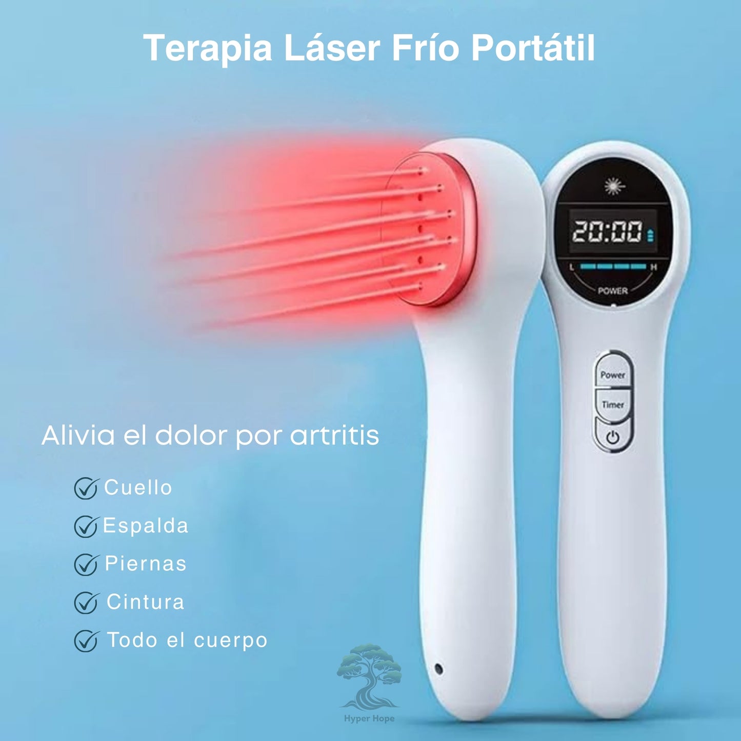 Dispositivo de Terapia Láser Frío Luz Roja Infrarroja Portátil, 650 nm y 808nm, para el Dolor Muscular y Articular
